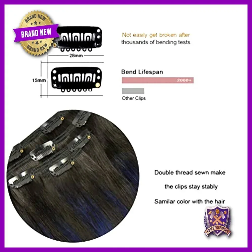 Silky Straight Human Hair Clip-In Extensions 16 Inch 4 Pieces 55g
